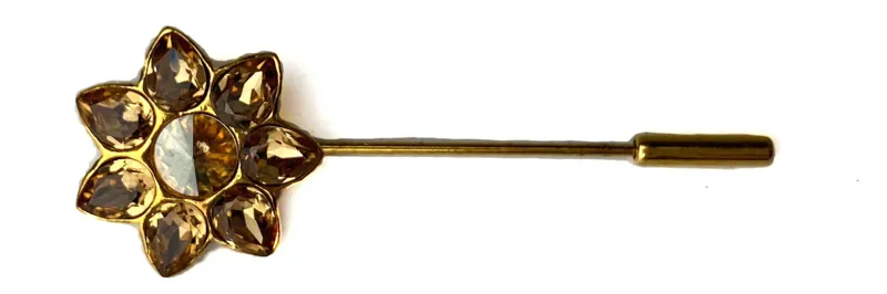 Otto Schumacher Crystal Flower Stock Pin Topaz Golden Shadow